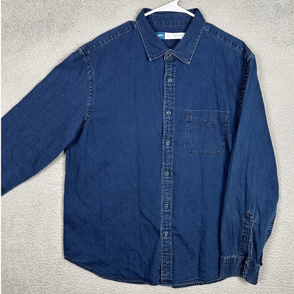 Old Navy Everyday Shirt Mens XL Blue Denim Button Down Casual Long Sleeve EUC